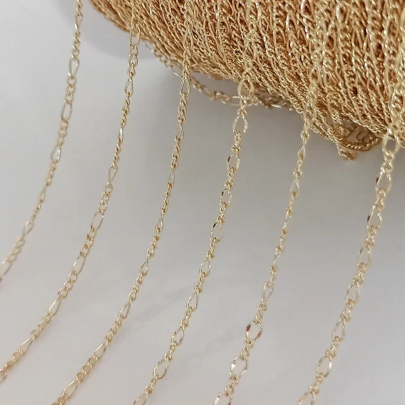 1 Meter Jewellery Crafts Chain Wholesale 14KGold Color Plated  Brass Chains For Jewelry Making Handmade Bracelets Necklaces