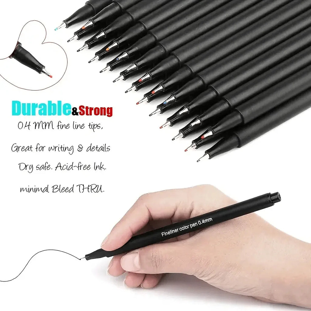 24pcs Fineliner Point Pens - for Coloring, Sketching, Outlining, and Drawing - Comfortable Grip, Vibrant Ink Flow, and Precise