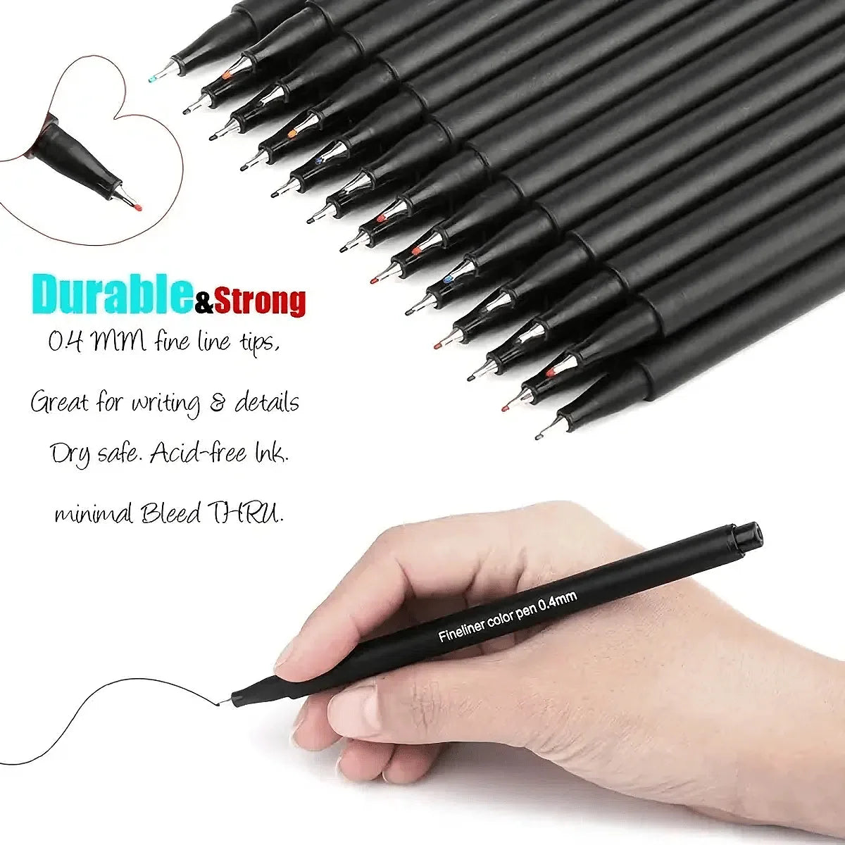 24pcs Fineliner Point Pens - for Coloring, Sketching, Outlining, and Drawing - Comfortable Grip, Vibrant Ink Flow, and Precise