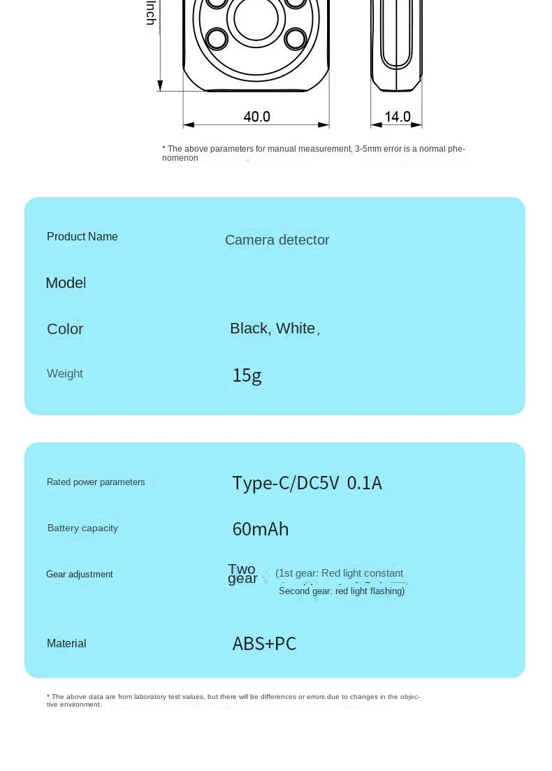 Wireless Anti Spy Detector Portable Infrared Camera Finder Security Protection Anti-Peeping Hidden Devices Camera Bug Detector