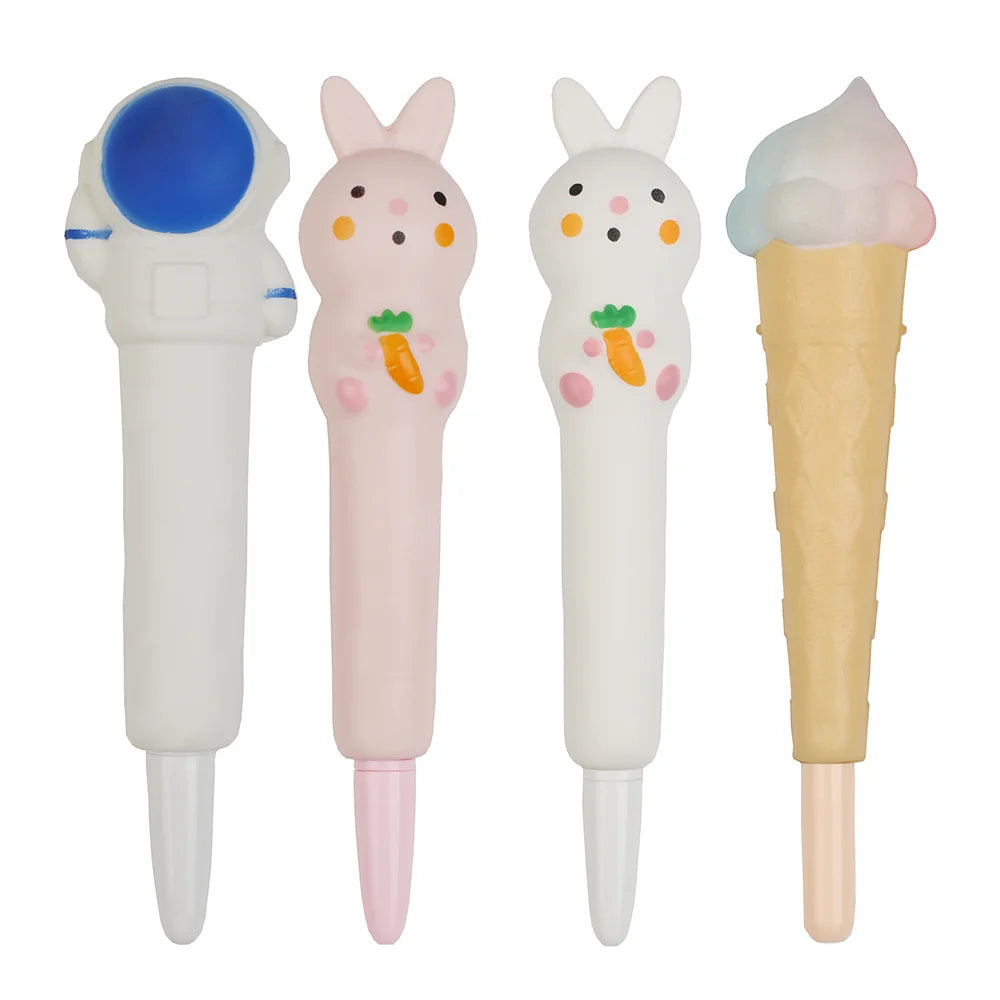 Korean Fancy Cute Fidget Pens Squishy Kawaii Gel Pen Soft Stress Relief Toys Journal Stationery Cool School Office Supply Thing
