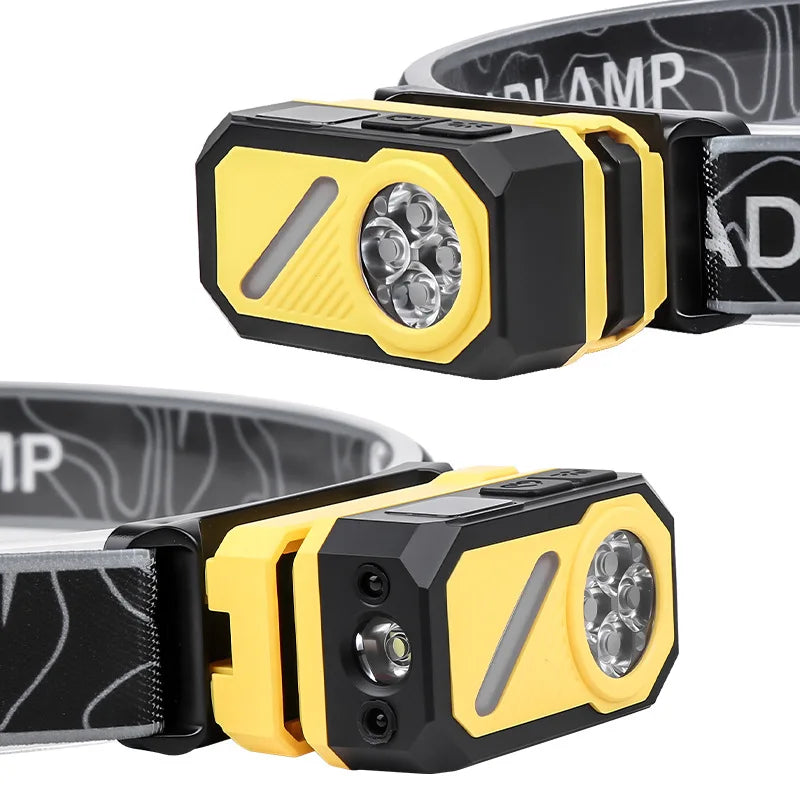 LED Induction Headlight, Can Be Used As Portable Running Light with Cap Clip RGB Ambient Light, Multi-light Source