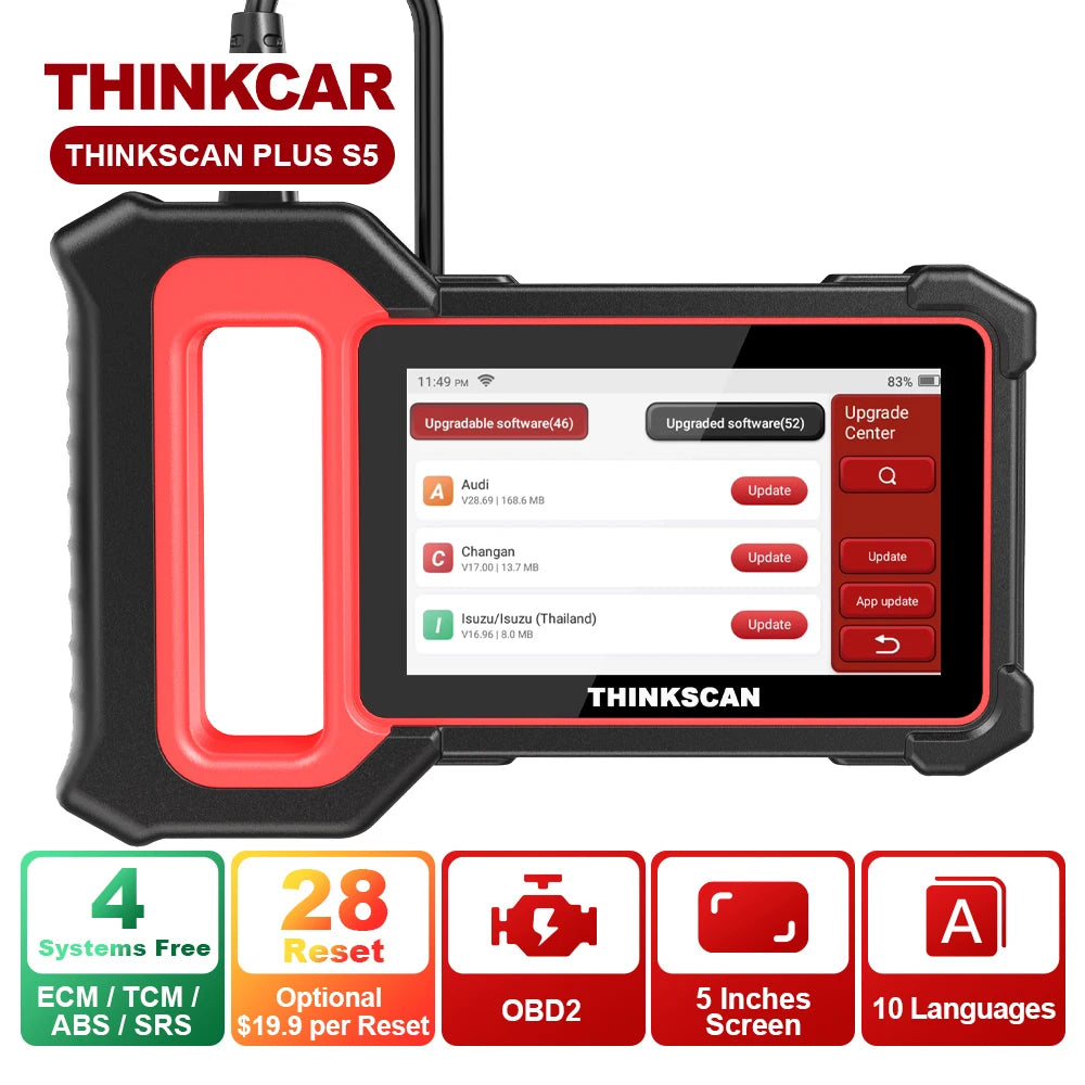 THINKCAR Thinkscan Plus S5 S6 OBD2 Auto Scanner diagnostic tools with ECM TCM ABS SRS system 5 resets Code Reader lifetime free