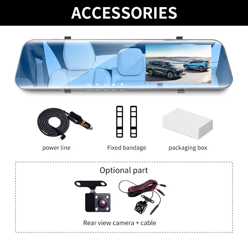 5MP Dash Cam Car Optional Dual Lens Night Vision 4.2In DVR Rearview Mirror Dash Camera Video Recorder Auto Wide-angle Camera
