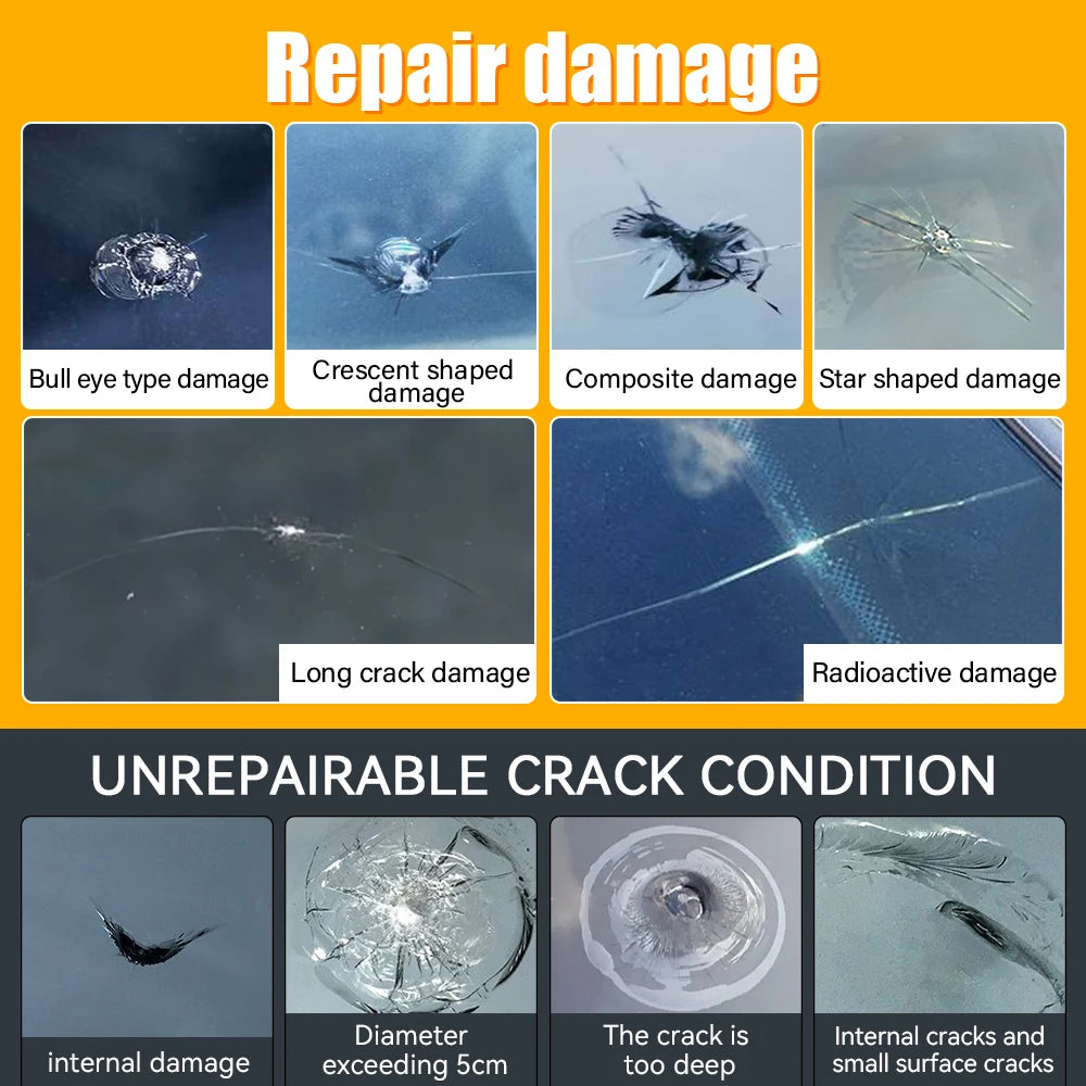 Windshield Repair Kit Quick Fix Car Cracked Glass Windscreen Resin Sealer DIY Window Screen Polishing Windshield/Cracks/Chip