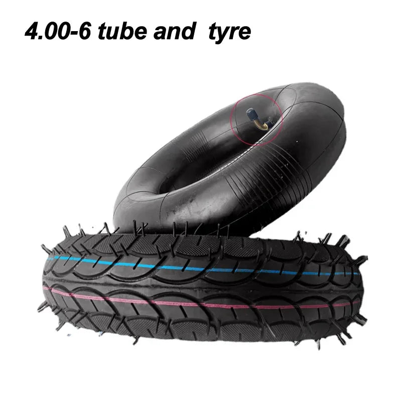 4.00-6 Tire 4.00-6 Straight/Bent Valve Inner Tube Outer Tyre for Trolley Go Kart Electric Vehicle Electric Scooter Tire