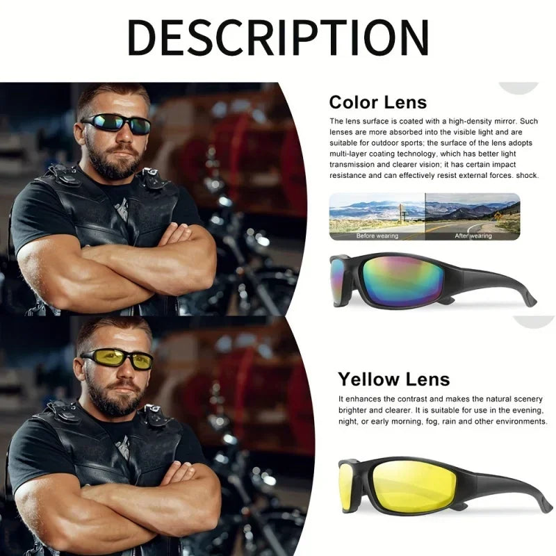 Motorcycle Riding Goggles - Tactical UV400 Dustproof Glasses for Hunting, Shooting & Bike Riding, Windproof Protective Equipment