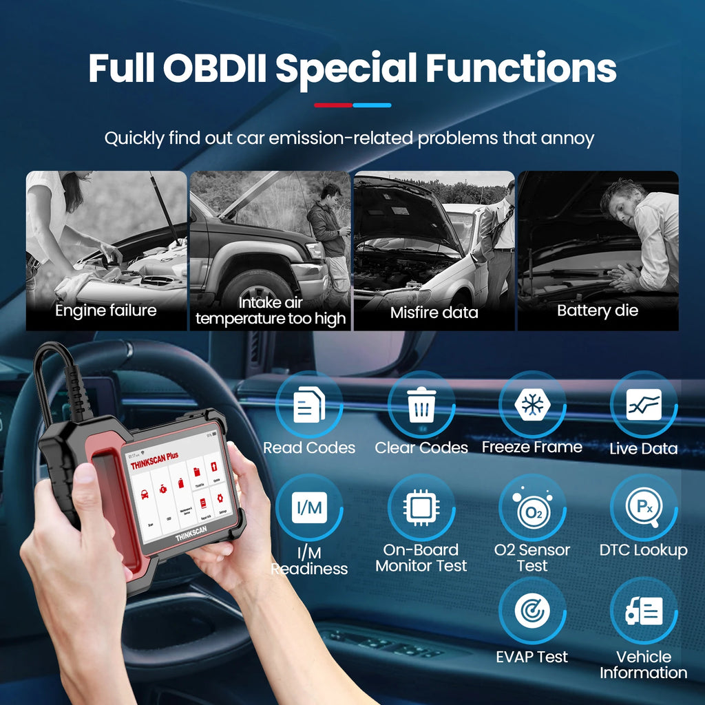 THINKCAR Thinkscan Plus S5 S6 OBD2 Auto Scanner diagnostic tools with ECM TCM ABS SRS system 5 resets Code Reader lifetime free
