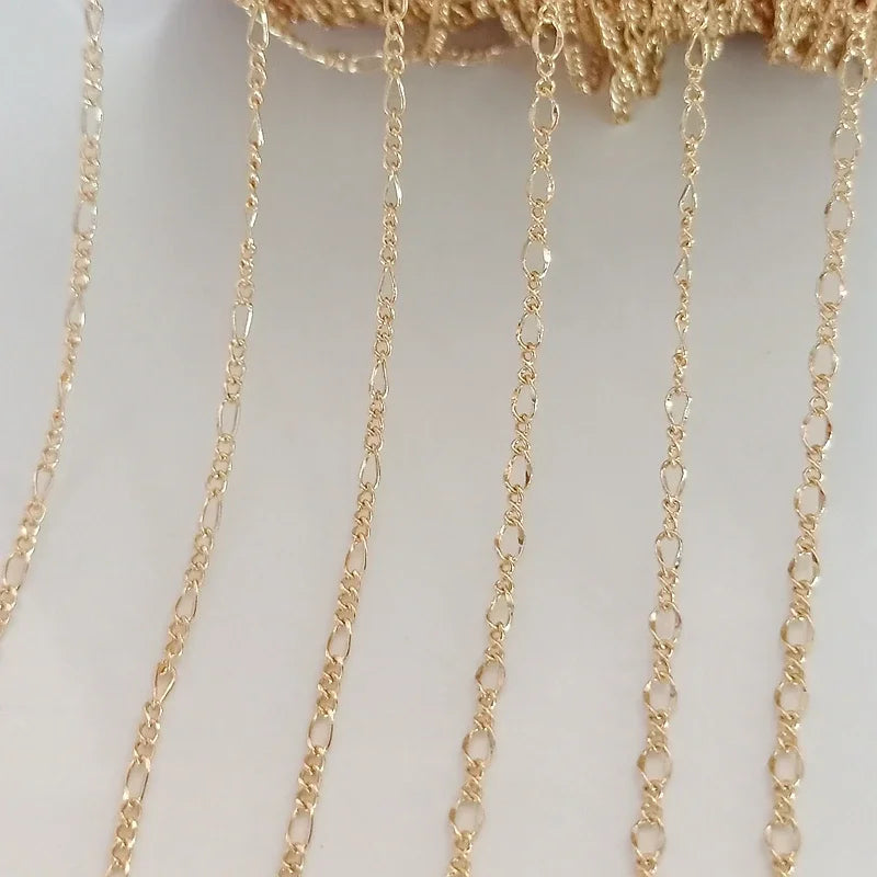 1 Meter Jewellery Crafts Chain Wholesale 14KGold Color Plated  Brass Chains For Jewelry Making Handmade Bracelets Necklaces