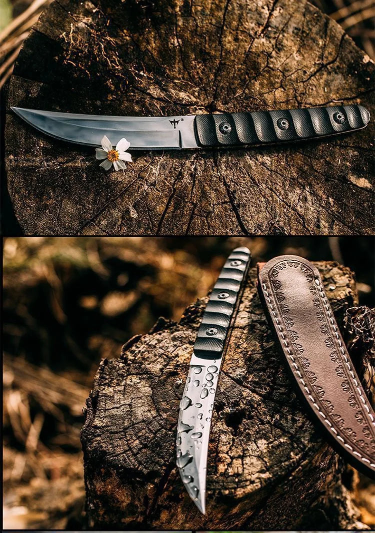 Outdoor camping survival knives, self-protection, wilderness survival tactics, straight knives, Swiss high hardness military kni
