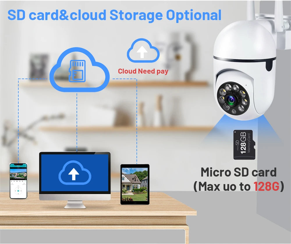 8MP Wireless Security Survillance PTZ Camera Wifi IP Outdoor 4X Zoom Cameras AI Human Tracking Two-way Audio HD Night Color Cam