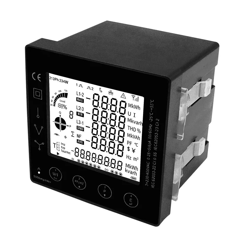 Multi-function Power Panel 3 Phase Energy Meter Smart Multi-Rate 96*96mm RS485 Modbus RTU With Current Transformer 5A CT Connect
