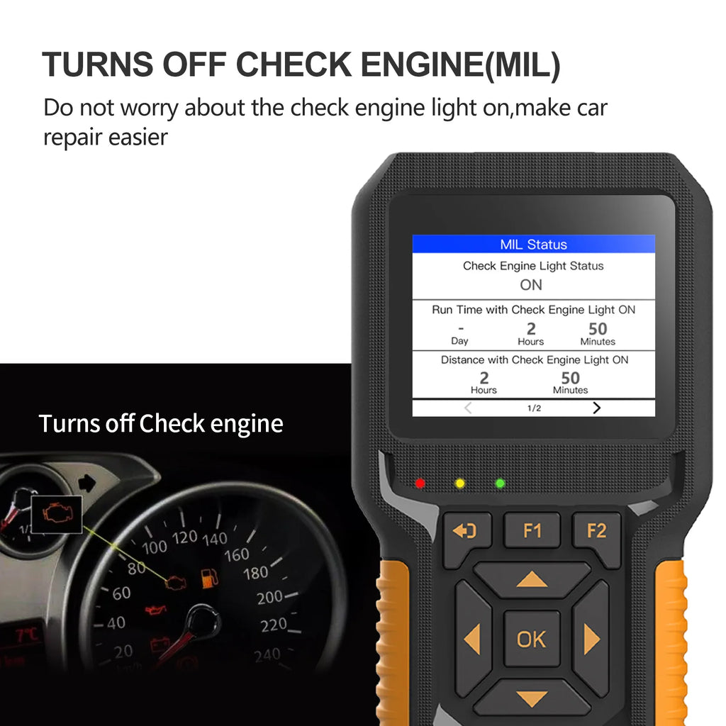 HUMZOR NC601 12V/24V Heavy Duty Truck OBD2 Scanner Car Diagnostic Tool Car Check Engine Code Reader Fuel Analysis Battery Test