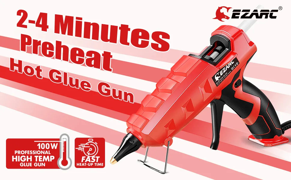 EZARC 100W Hot Melt Glue Gun DIY Household Industrial Glue Guns with 20pcs Glue Sticks, for DIY, Sealing, Arts & Crafts Projects