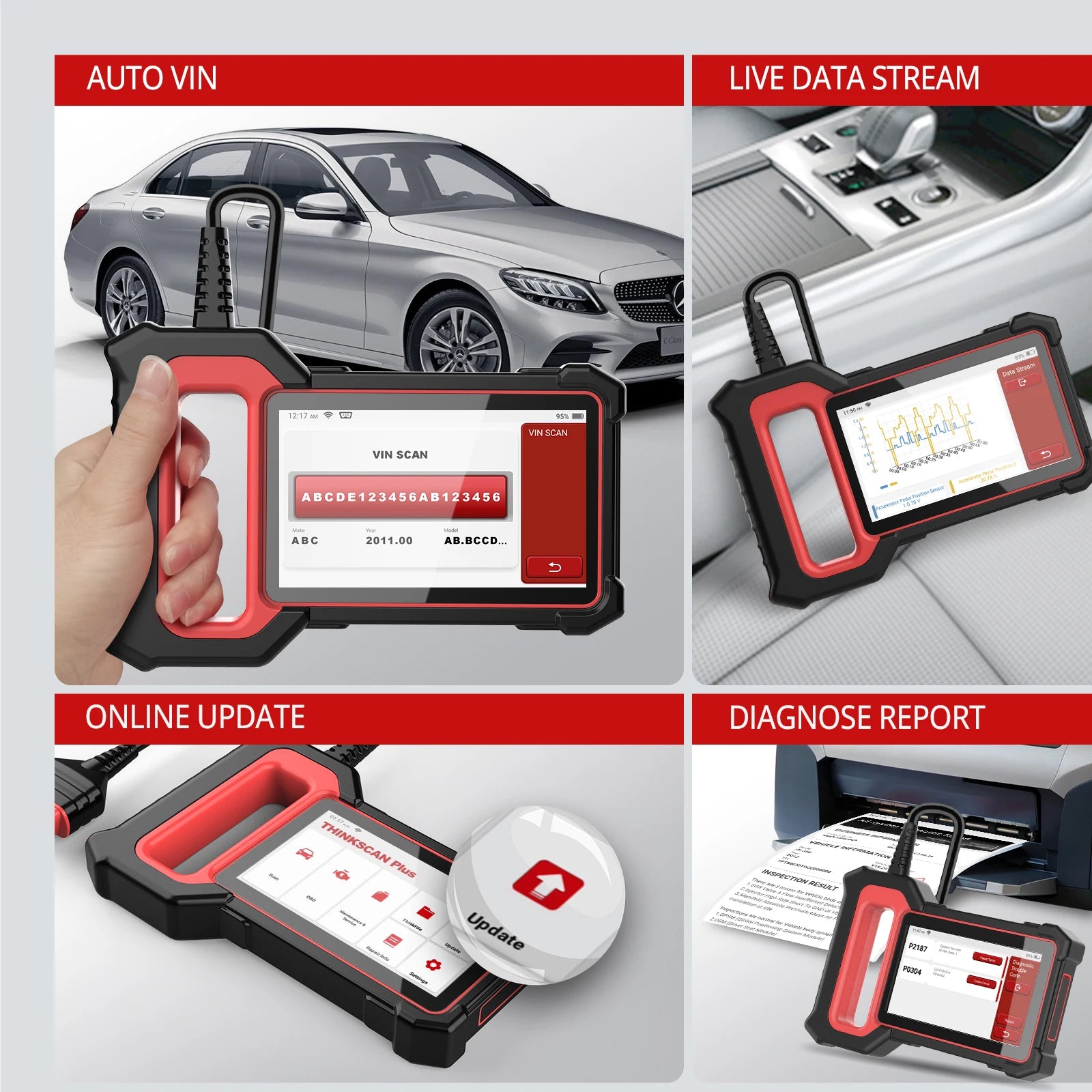 THINKCAR Thinkscan Plus S5 S6 OBD2 Auto Scanner diagnostic tools with ECM TCM ABS SRS system 5 resets Code Reader lifetime free