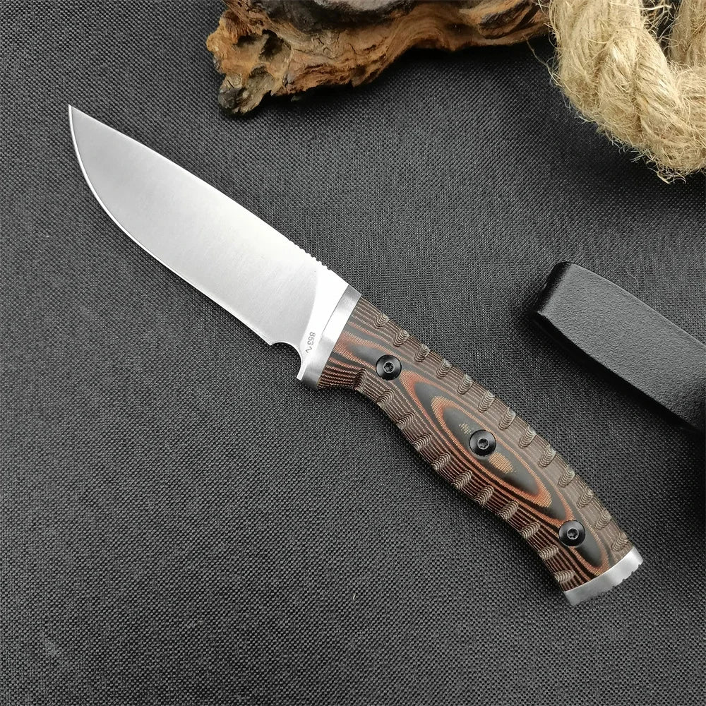 Hunting Knife with Sheath - BK-853 Fixed Blade knives, D2 Steel & G10 Handle for Camping, Survival, EDC Tactical Tool