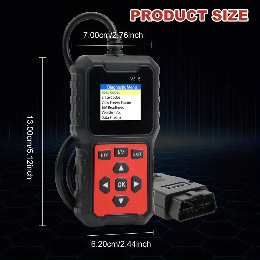 Car Diagnostic Scanner [V315] - 10-Second Fault Code Reader, Suitable for 99% of Vehicles (Obd2/Eobd Compatible), Suitable for DIY and Professional Mechanics.
