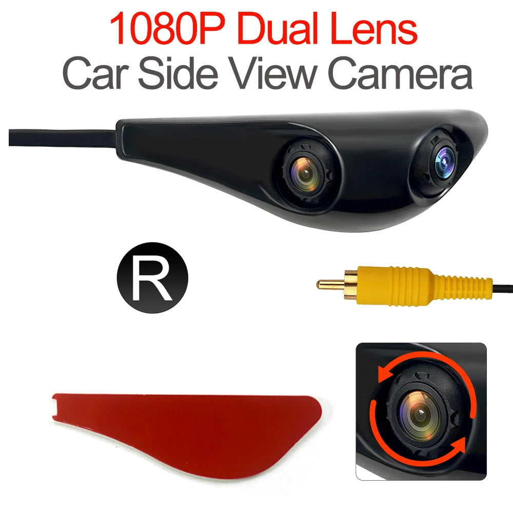 Carsanbo Car Side View Dual Lens Camera AHD 1080P Sedan Camera With Two Lenses RCA connector Rotatable Lens Design Camera