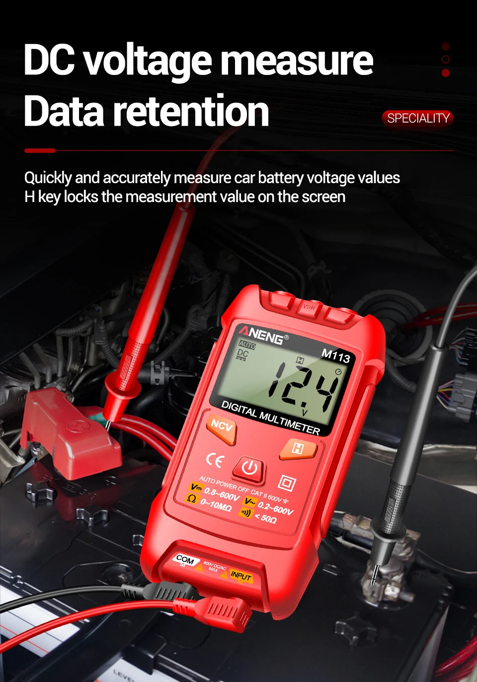 ANENG M113 Inteligent Multimeter 1999 Count Digital AC/DC Voltage Meter Ohm NCV Measuring Mini Instruments Electricity Test Tool
