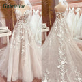Gabriellar Charming Strapless Wedding Dresses A-line Pleat Lace Appliques Zipper Sweep Train Brautkleid De Mariee Customized