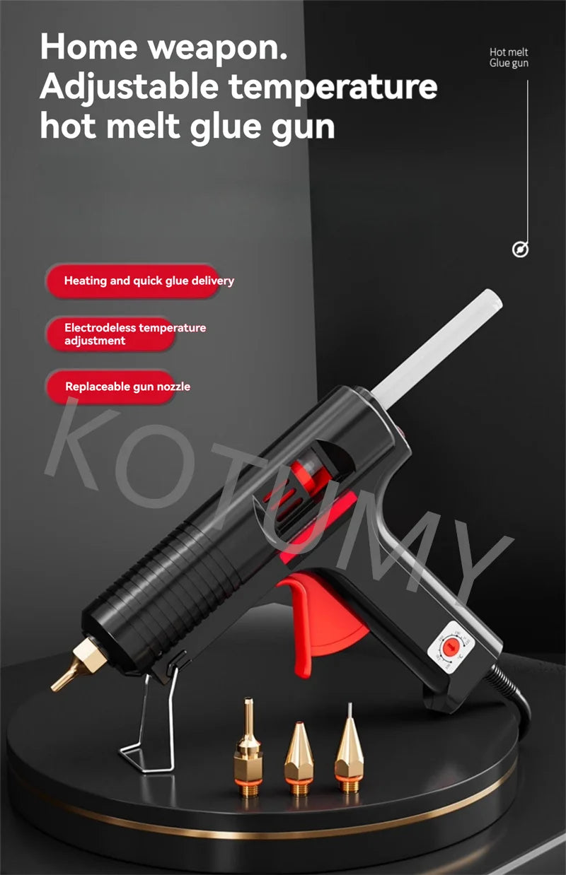 Industrial Hot Glue Gun 200W - Professional Heavy Duty Kit w/10 Nozzles & 30 Glue Sticks Fast Heat Up for DIY/Craft/Repair