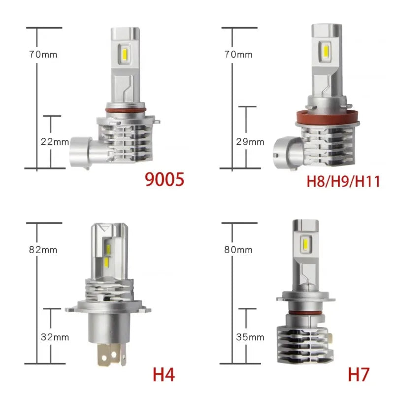 Automotive LED Headlights - High/Low Beam Switchable Headlight Bulbs, Laser Wireless Integrated LED Lights, Motorcycle Lights
