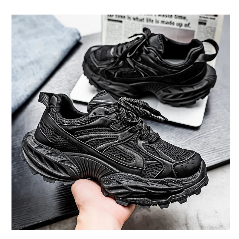 Sports and leisure shoes, men's shoes, marathon oversized air cushioned shoes, fly woven all season rubber, wear-resistant, anti