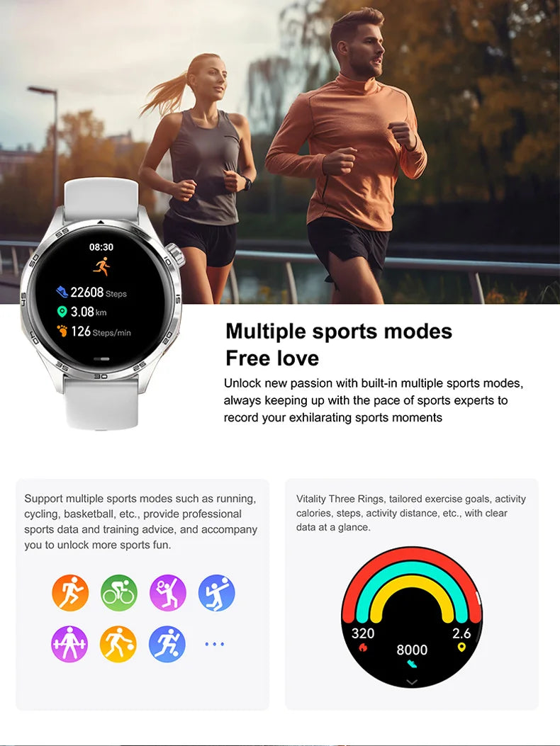 2025 New Watch GT5 Pro Smart Watch for Men - GPS Motion Tracking AI Voice Wireless Call Fitness Tracker for Outdoor Sports