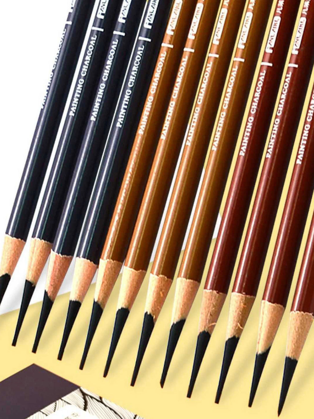 Professional Charcoal Pencils Drawing Set 10 Pieces Soft, Medium & Hard Charcoal Pencils for Drawing, Sketching, Shading