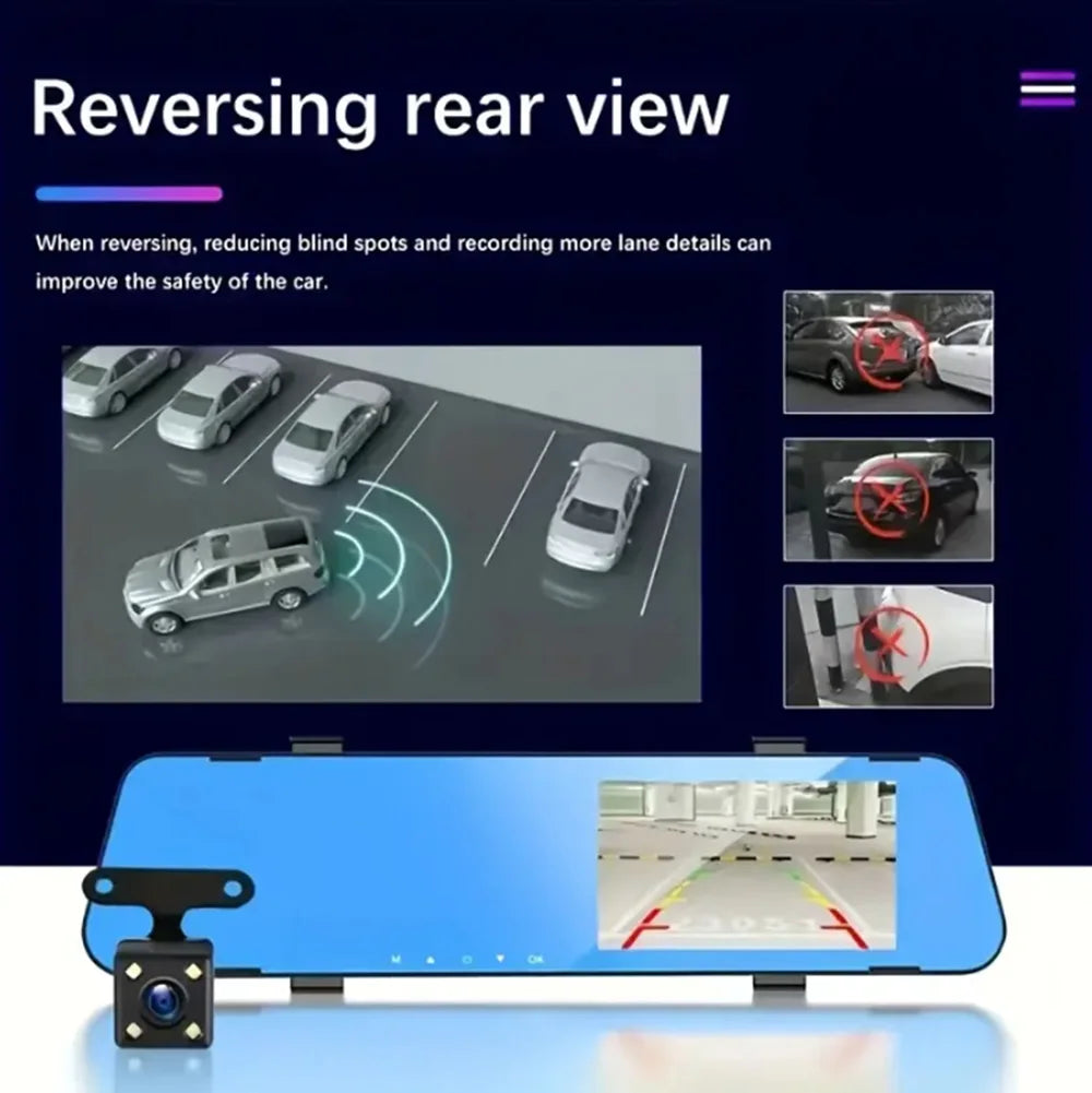 Dual-Lens Car Dvr 1080P Mirror Dash Cam for Cars Camera for Vehicle Video Recorder Front and Rear Camera Dashcam Car Accsesories