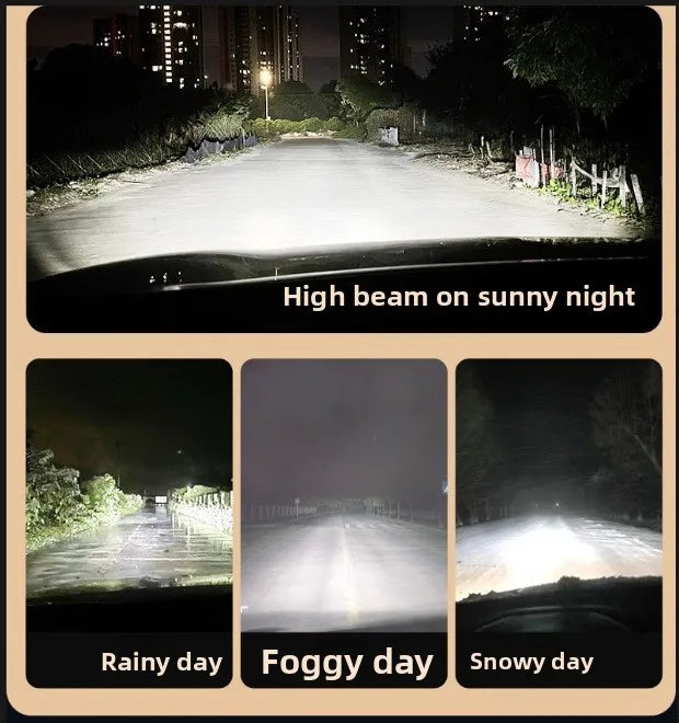 Automotive LED Headlights - High/Low Beam Switchable Headlight Bulbs, Laser Wireless Integrated LED Lights, Motorcycle Lights