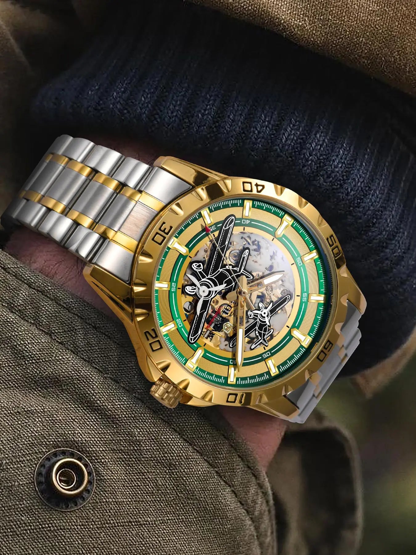 Glenaw Aircraft fully automatic mechanical men's watches, multi-color, trendy and fashionable personalized top brand watches