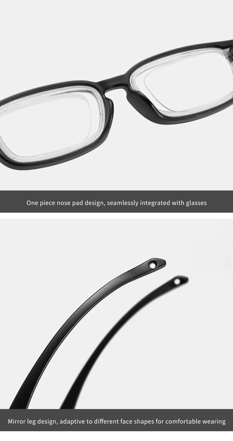 Portable Rotatable Adjustable Focal Length Reading Glasses Square Full Frame Adjustable From +50 To +350 Degrees Eyeglasses
