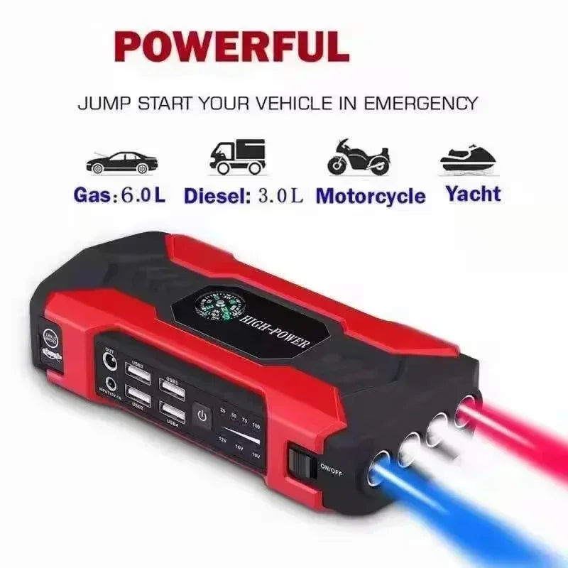Car Jump Starter Starting Device - 12V 98000mAh Power Bank Jumpstarter, Auto Booster, Emergency Charger, and Jump Start Tool