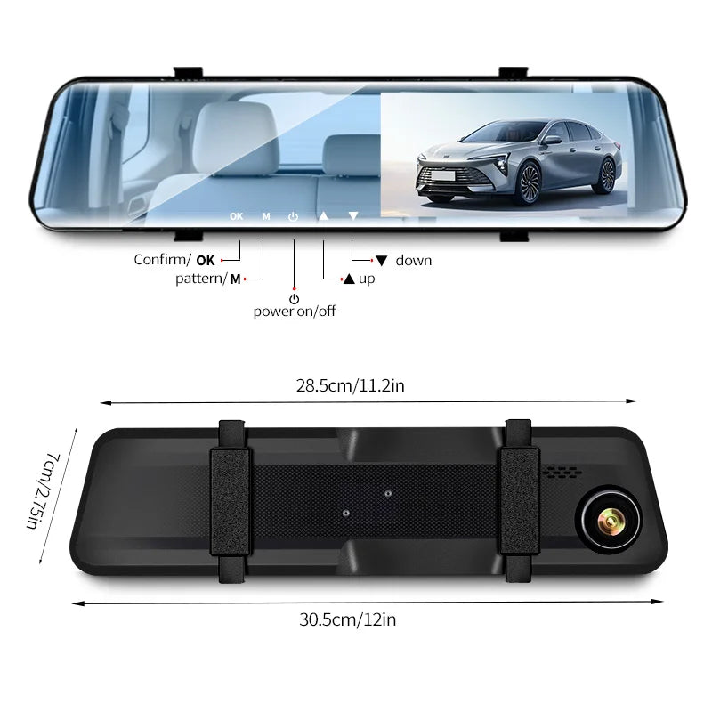 5MP Dash Cam Car Optional Dual Lens Night Vision 4.2In DVR Rearview Mirror Dash Camera Video Recorder Auto Wide-angle Camera