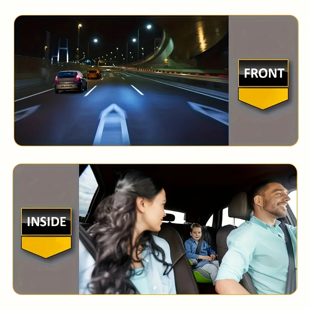3 Inch 1080P Dual Lens Dash Cam For Cars, Front And Inside Full HD 1080P Car Camera With Loop Recording Night Vision Wide Angle
