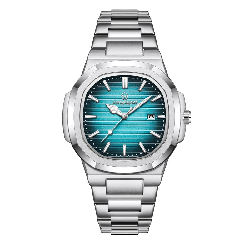 2025 New Luxury Military Man Watch Square Waterproof Luminous Date Week Men Watch Stainless Steel Quartz Men's Watches Reloj+box
