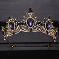 Vintage Wedding Hair Accessories Purple Rhinestone Crystal Crown Bridal Headdress Queen Crown Bridal Hair Accessories Jewelry