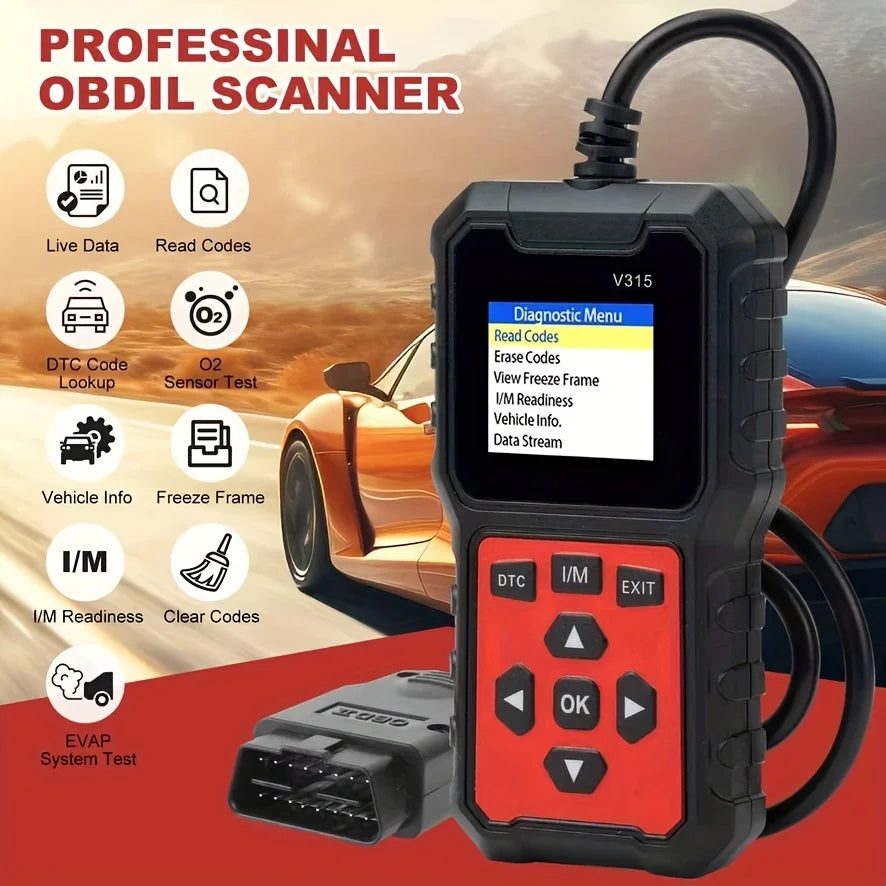 Car Diagnostic Scanner [V315] - 10-Second Fault Code Reader, Suitable for 99% of Vehicles (Obd2/Eobd Compatible), Suitable for DIY and Professional Mechanics.