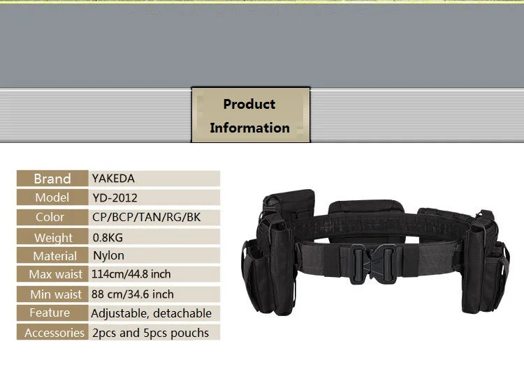 Yakeda Gear User Outdoor Black Hunting Tactics Law Enforcement Duty Security Traffic Air Gun Belt Airsoft Equipment