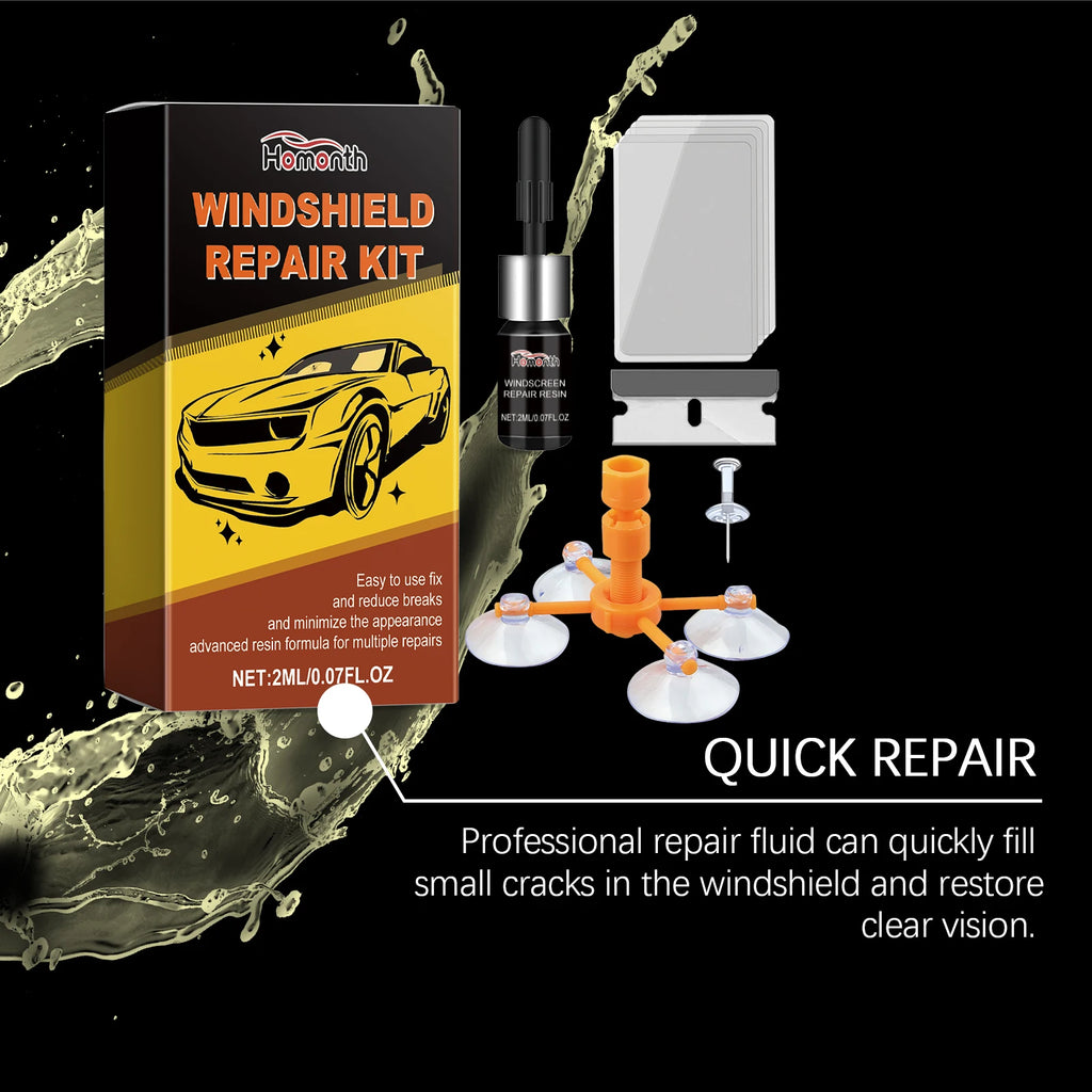 Professional Windshield Repair Kit Permanently Fix Cracks & Chips on Car Glass Stops Crack Spreading Restore Clear Vision