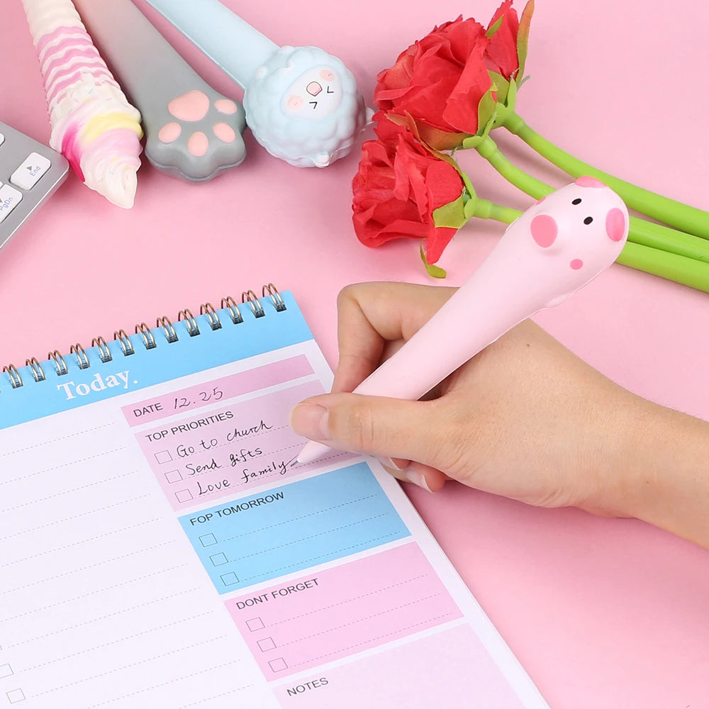 Korean Fancy Cute Fidget Pens Squishy Kawaii Gel Pen Soft Stress Relief Toys Journal Stationery Cool School Office Supply Thing