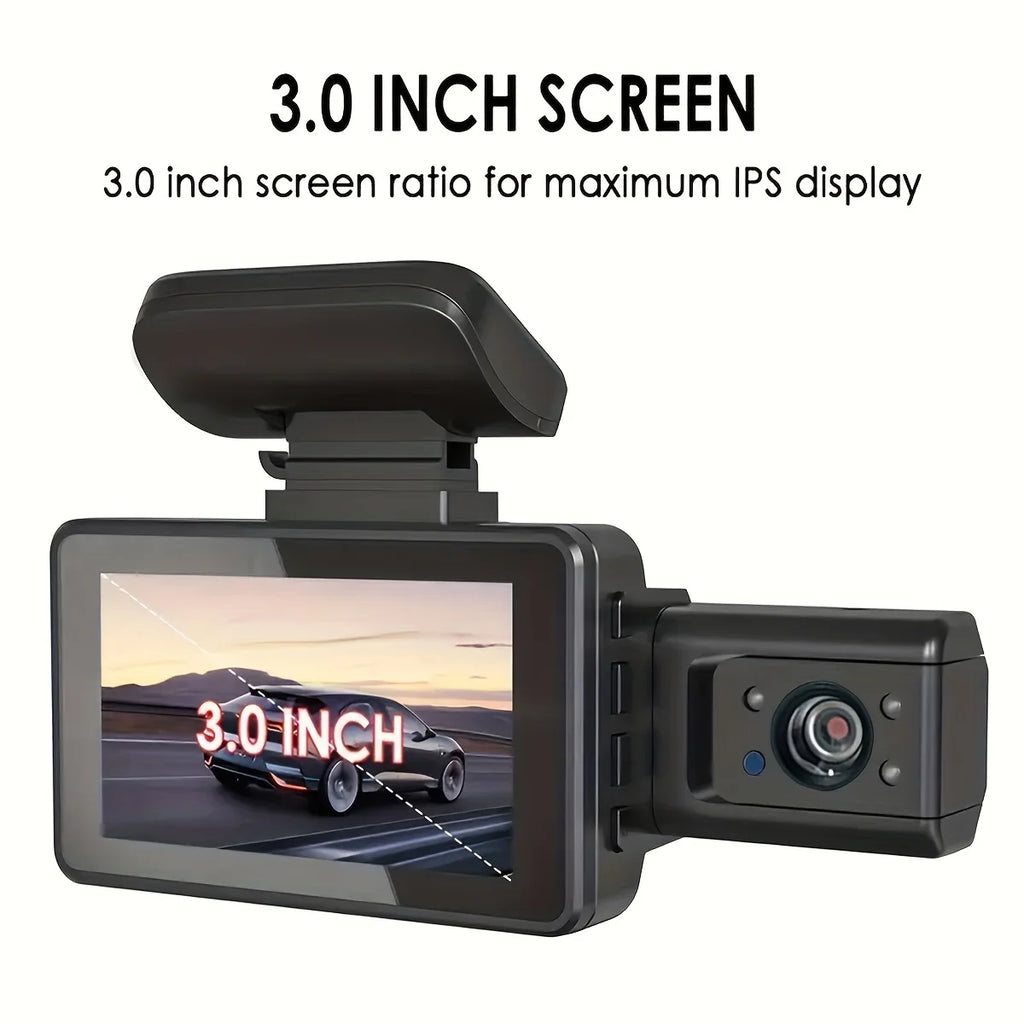 3 Inch 1080P Dual Lens Dash Cam For Cars, Front And Inside Full HD 1080P Car Camera With Loop Recording Night Vision Wide Angle