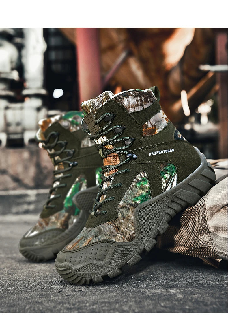 New Men Tactical Boots Lace Up Waterproof Climbing Hiking Shoes Motorcycle Training Army High Quality Hunting Unisex Desert Boot