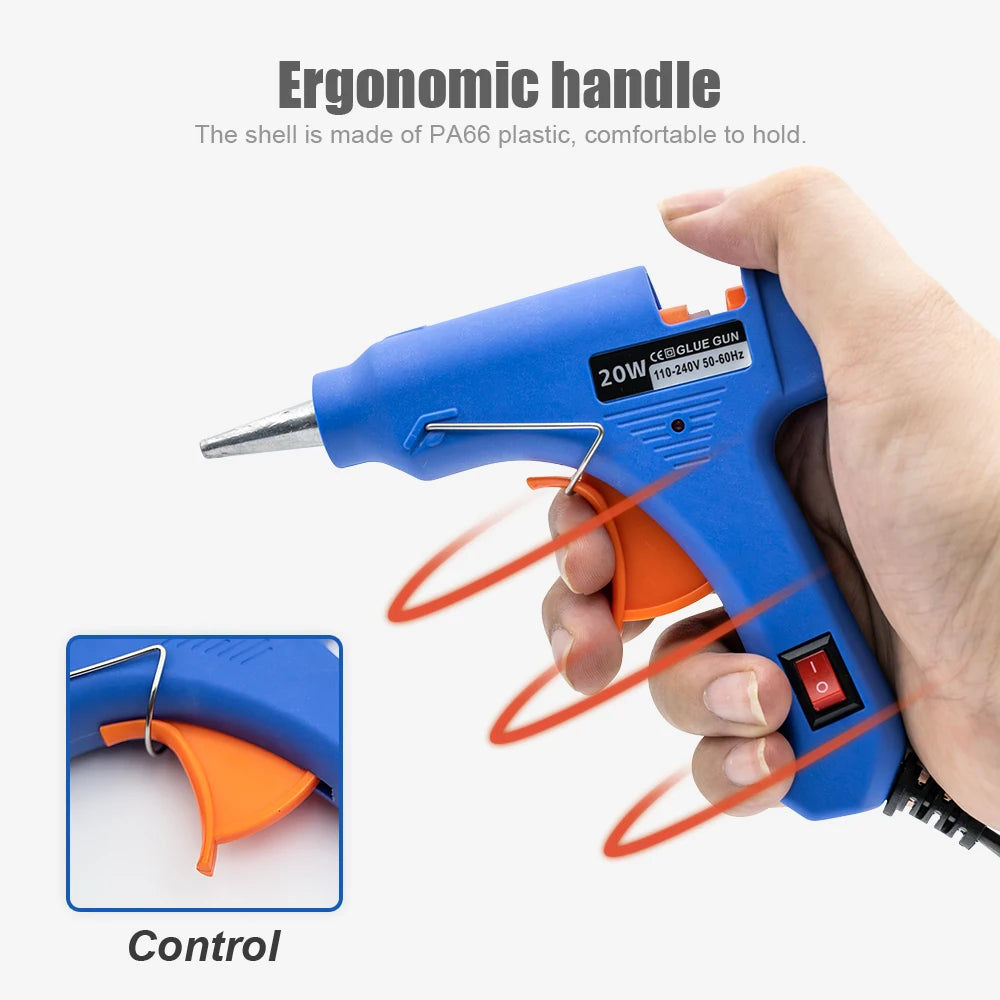 JCD 20W Hot Melt Glue Gun DIY Mini Household Industrial Guns Heat Temperature Electric Repair Tool with 20Pcs 7mm Glue Sticks