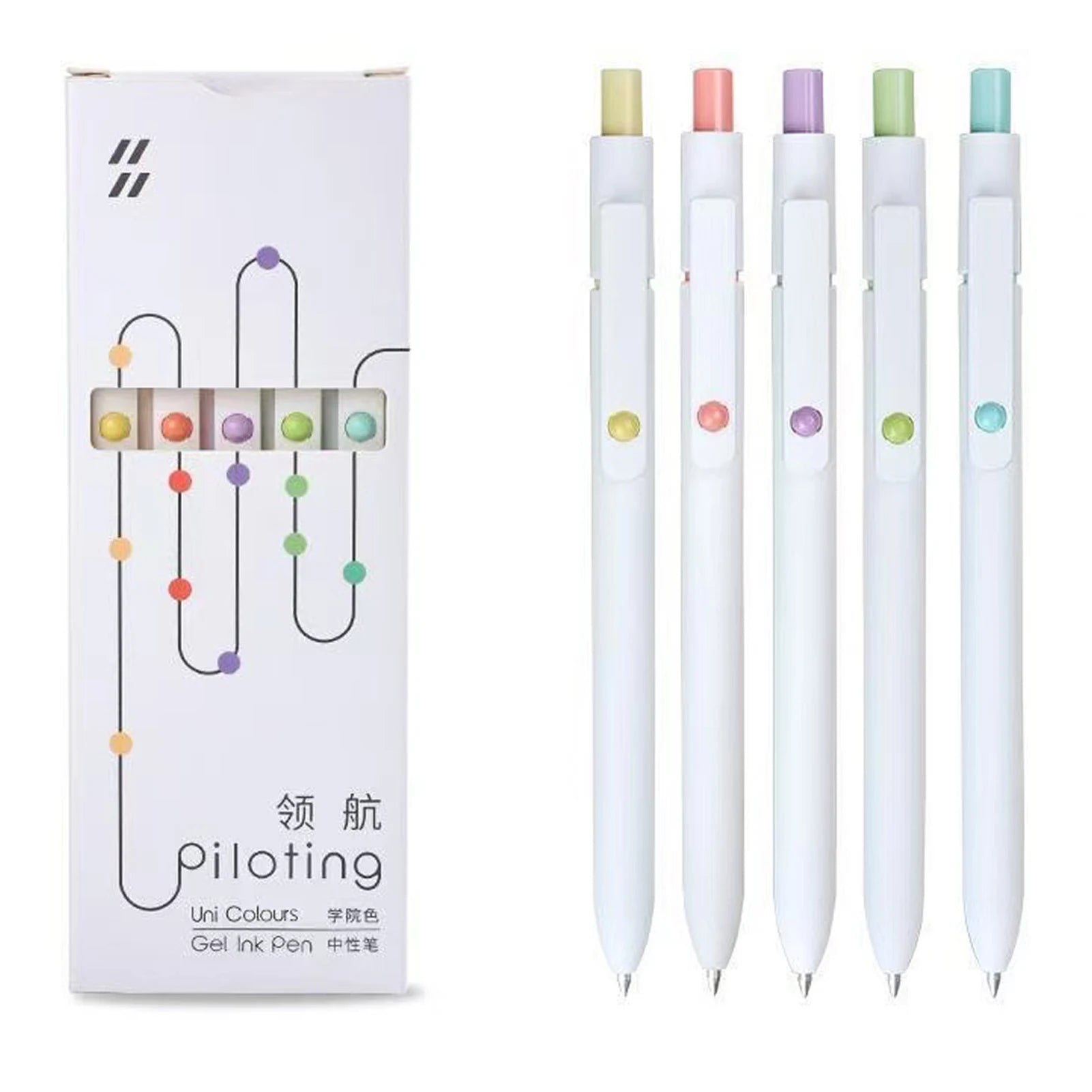 5 Pcs/Set AssortedColor Smooth Writing Gel Pens 5 Pcs Fine Point Ink Pens Set Cute Office And School Supplies 0.5mm