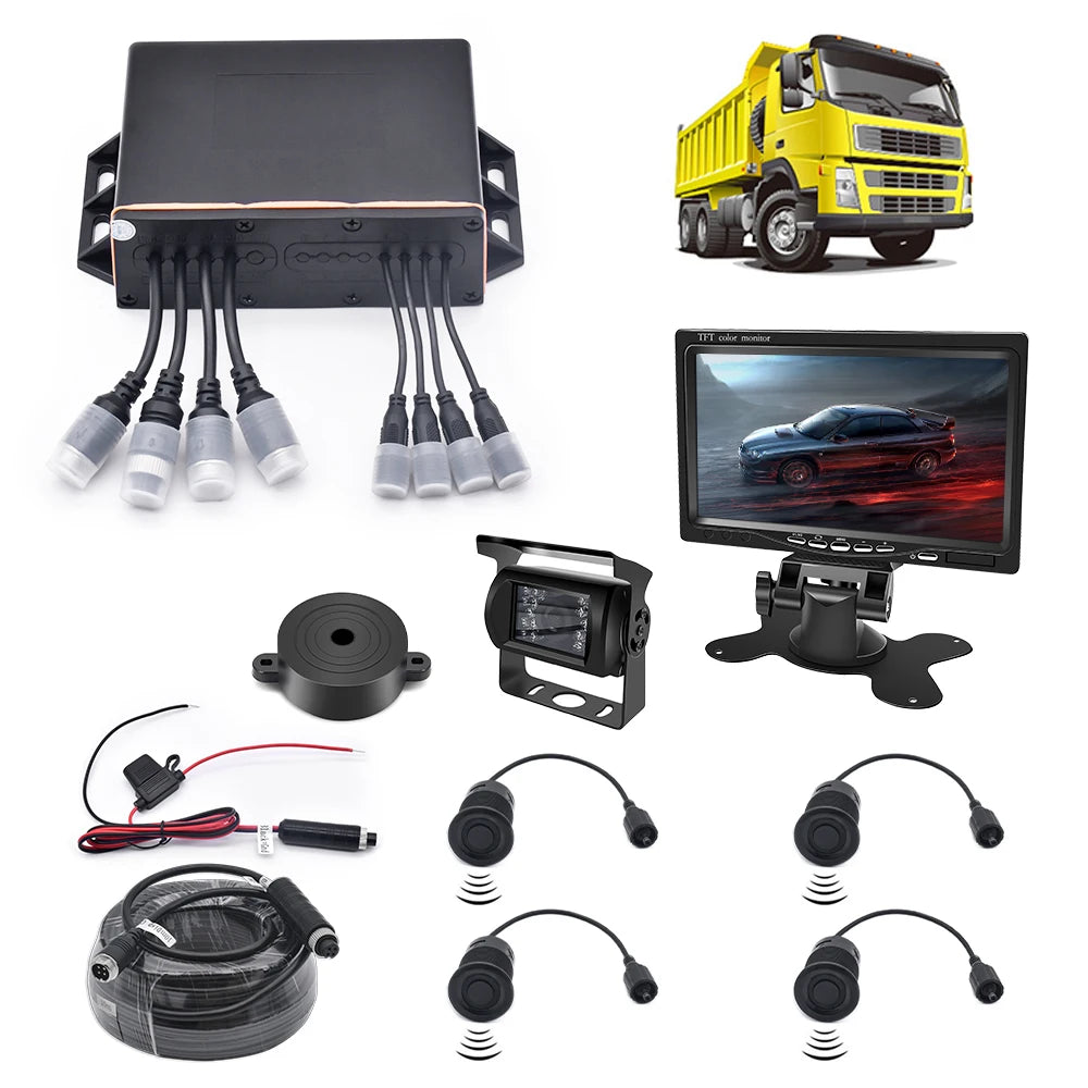 Car Parking Radar Sensor Monitor System For Truck Forklift Van Caravan Trailers Camper Bus Truck