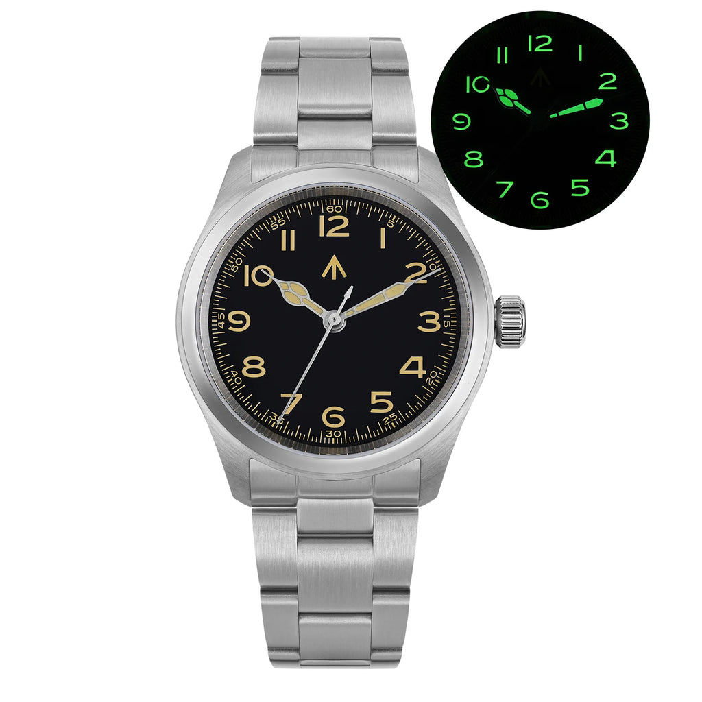 Militado ML08 Military Watch VH31 Quartz Movement Double Sapphire Crystal C3 BGW9 Luminous 10Bar Waterproof 38mm Vintage Watch