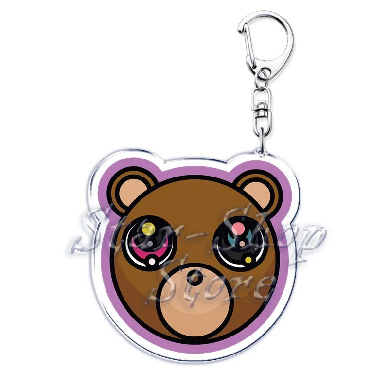 Popular Rapper YE Keychains for Accessories Bag Graduation Kanye Dropout Bear Key Chain Keyring Jewelry Fans Friends West Gifts