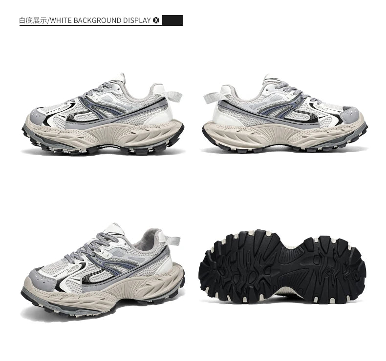 Sports and leisure shoes, men's shoes, marathon oversized air cushioned shoes, fly woven all season rubber, wear-resistant, anti